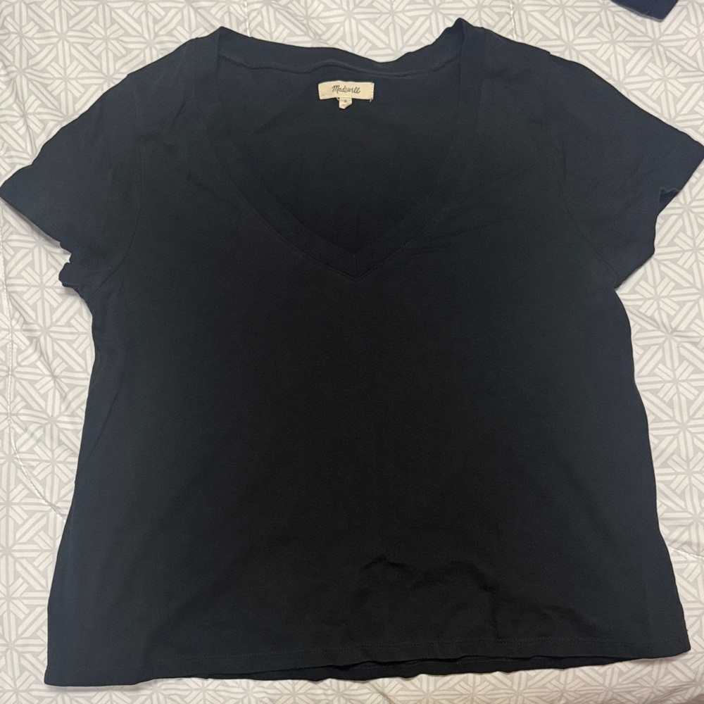 Madewell Black V-Neck Short Sleeve Tee Top